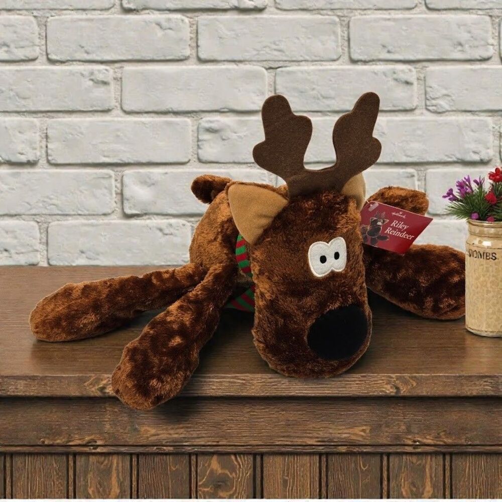 Hallmark Riley Reindeer w/Scarf Floppy Plush Stuffed Toy Christmas Collectible
